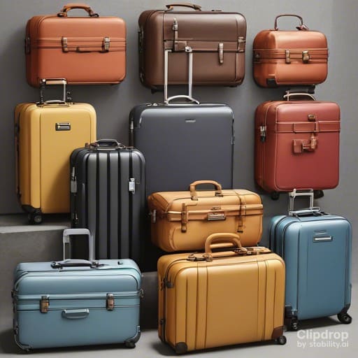 Множество чемоданов на выбор из разных материалов и текстур